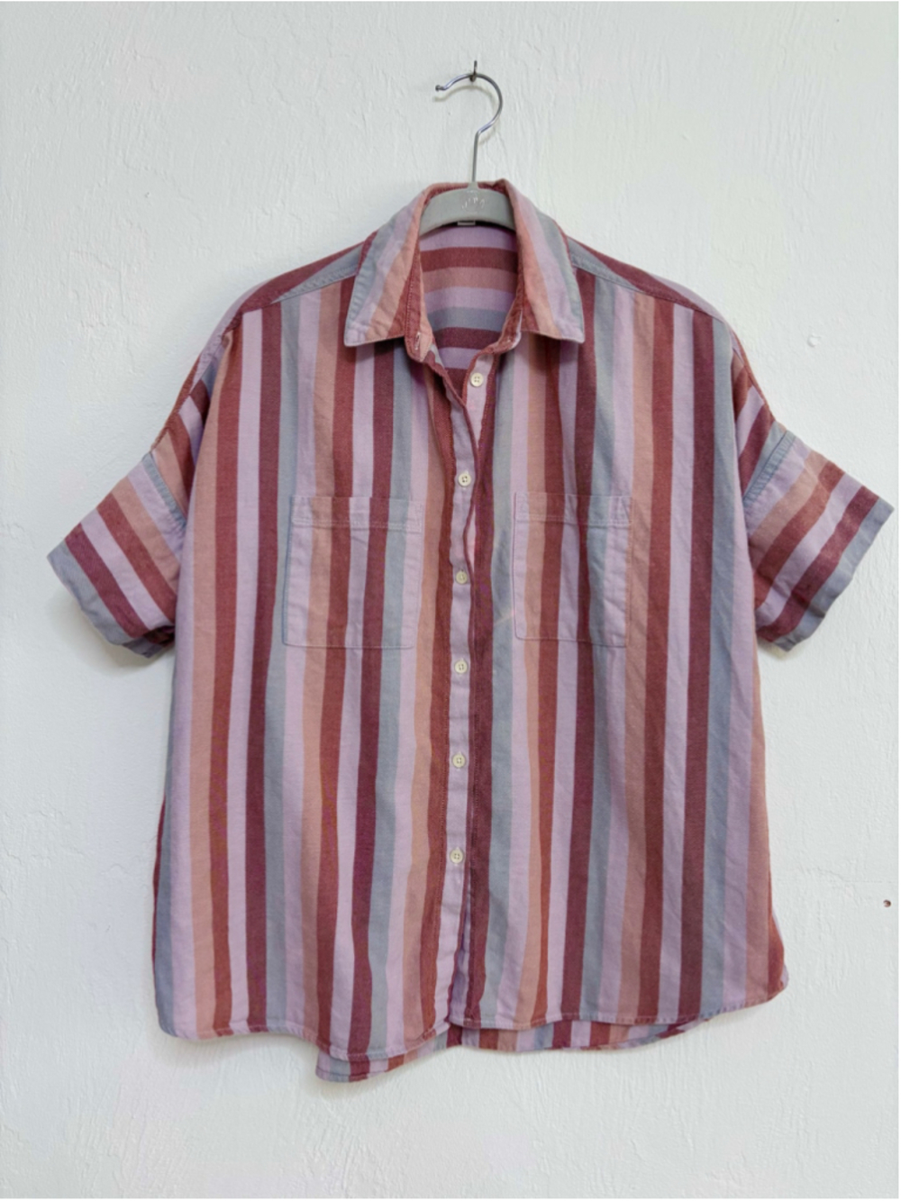 Women's Madewell Boxy Button Down Shirt Size S Multi-color Striped Cotton